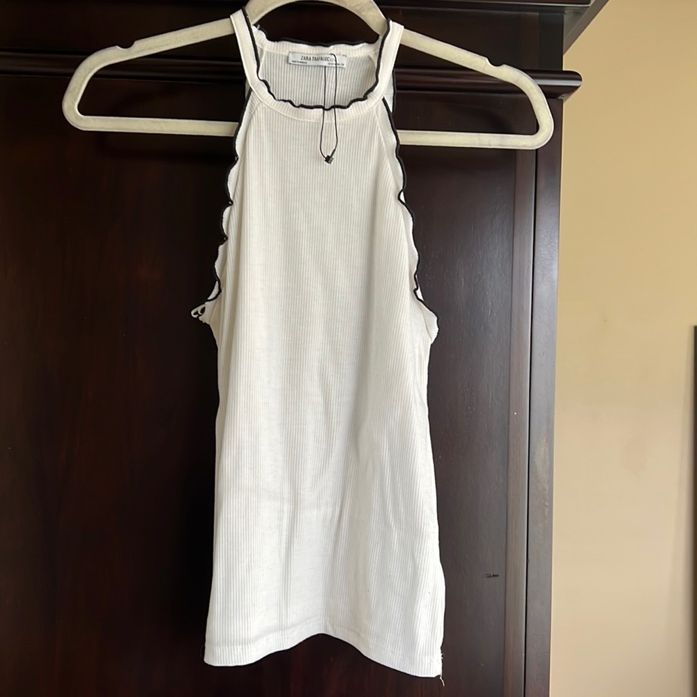 Zara Ruffle Sleeve Tank Top Size M NWT